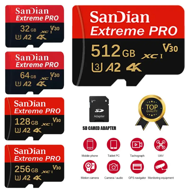 NEW Original Class10 High Speed Micro TF Card 128GB SD Card High Capacity Memory Card 512GB For Camera Smartphone With Adapter