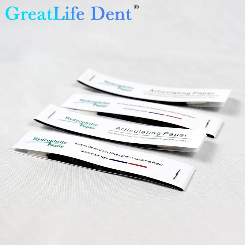 GreatLife Dent 5Box Dental Artikulationspapierstreifen Blau/Rot Doppelseitiges Bisspapier 100 μm Hydrophiles Papier Verbrauchsmaterial