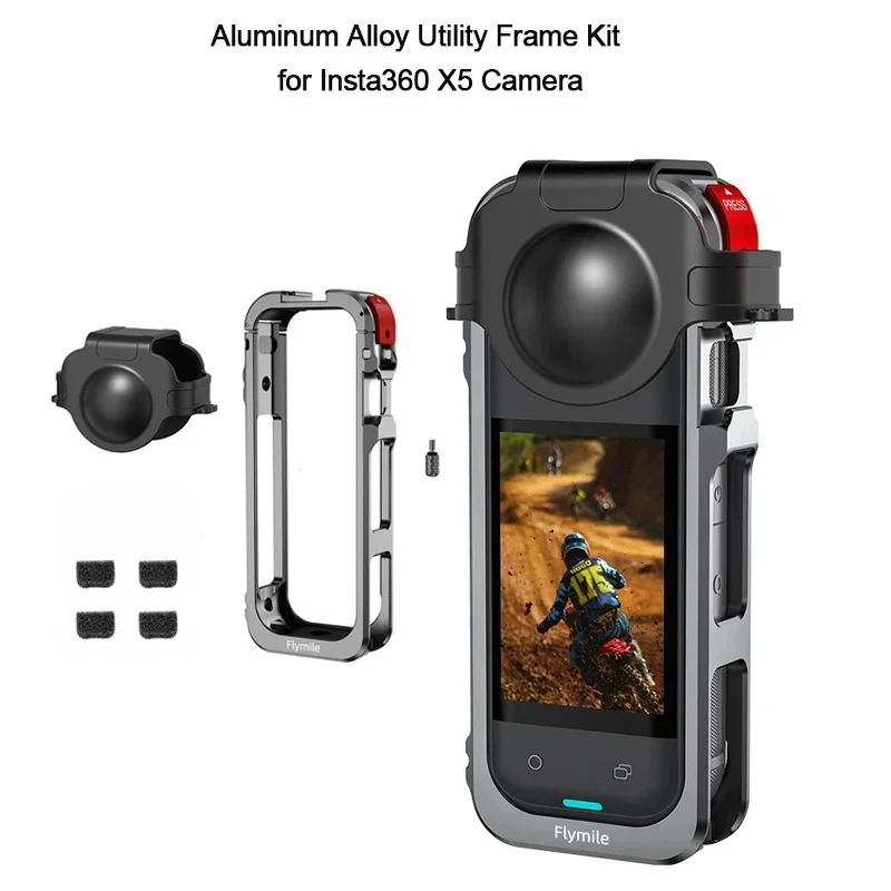 

Универсальная рамка из алюминиевого сплава + силиконовая крышка объектива + шумопоглощающая ветрозащитная пена для аксессуаров для камеры Insta360 X5 360