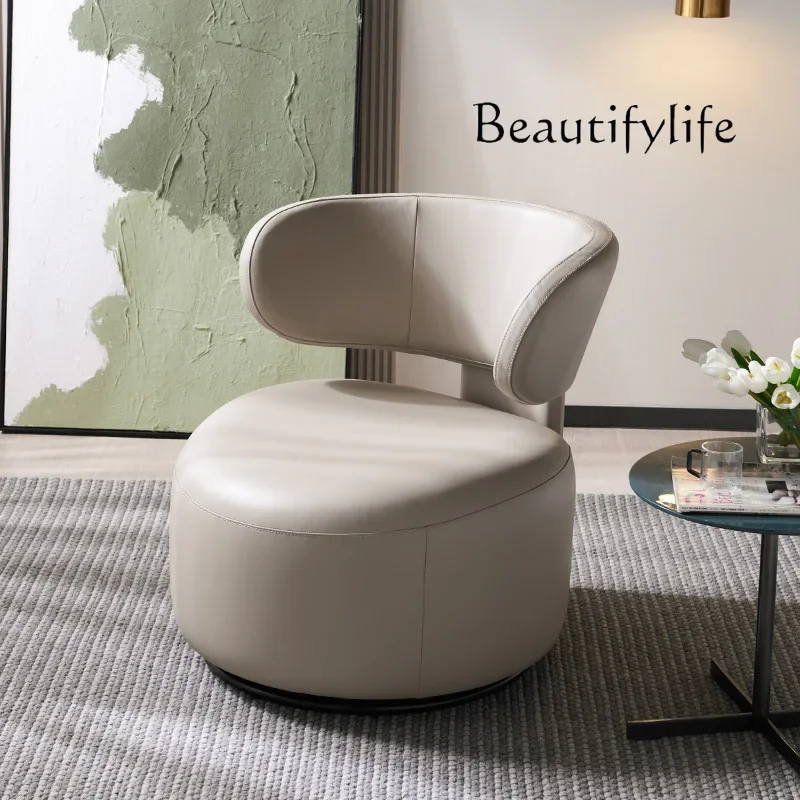 

Leather sofa living room modern light luxury first-layer cowhide swivel chair back chair single sofa