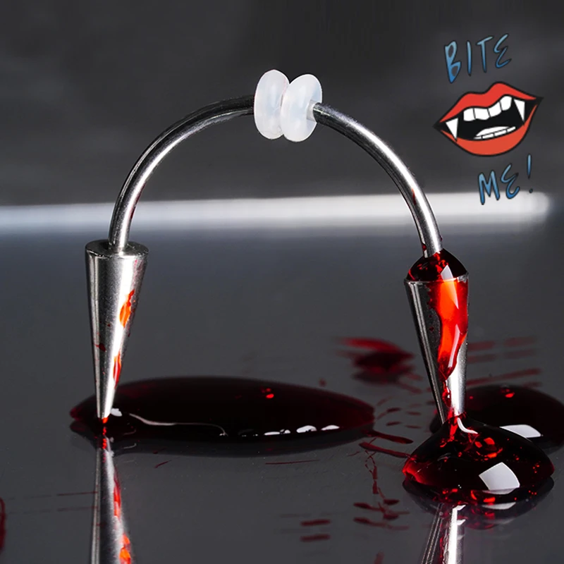 1PC Dracula Nail Surgical Steel Smile Piercing Jewelry Septum Lip Piercing Body Teeth Decorations Vampire Fangs Zombie