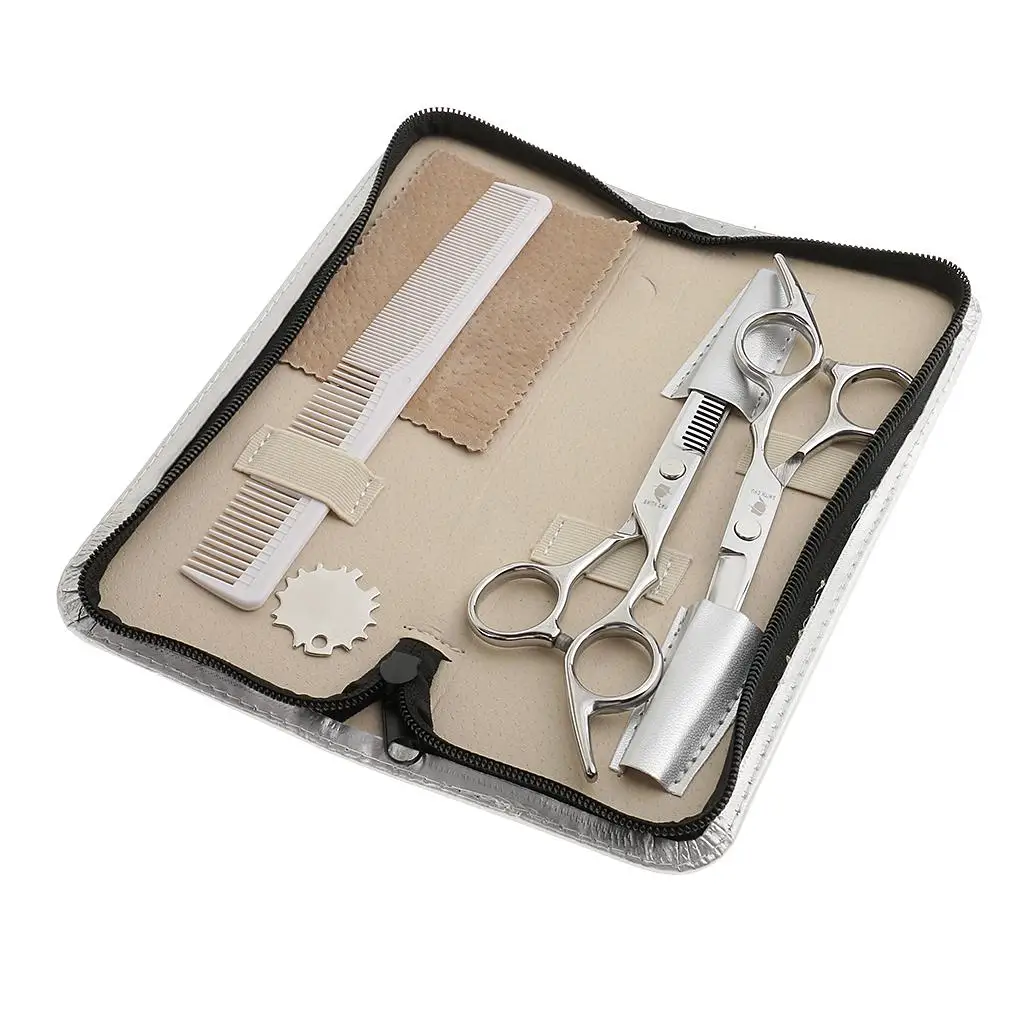 

Stainless Steel Hairdresser Set Thinning Scissors Comb and Cloth Haircut Kit for Barbershop Tools