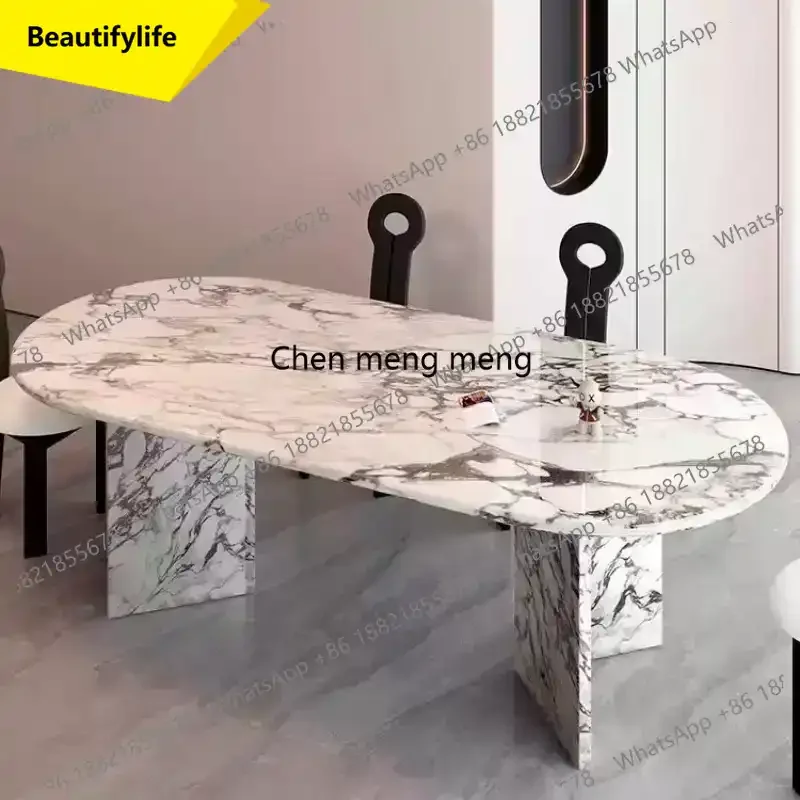 

a13 Luxury Living Room Dining Table Kitchen Party Oval Marble Dining Table Salon Modern Nordic Mesas De Comedor Furniture Home