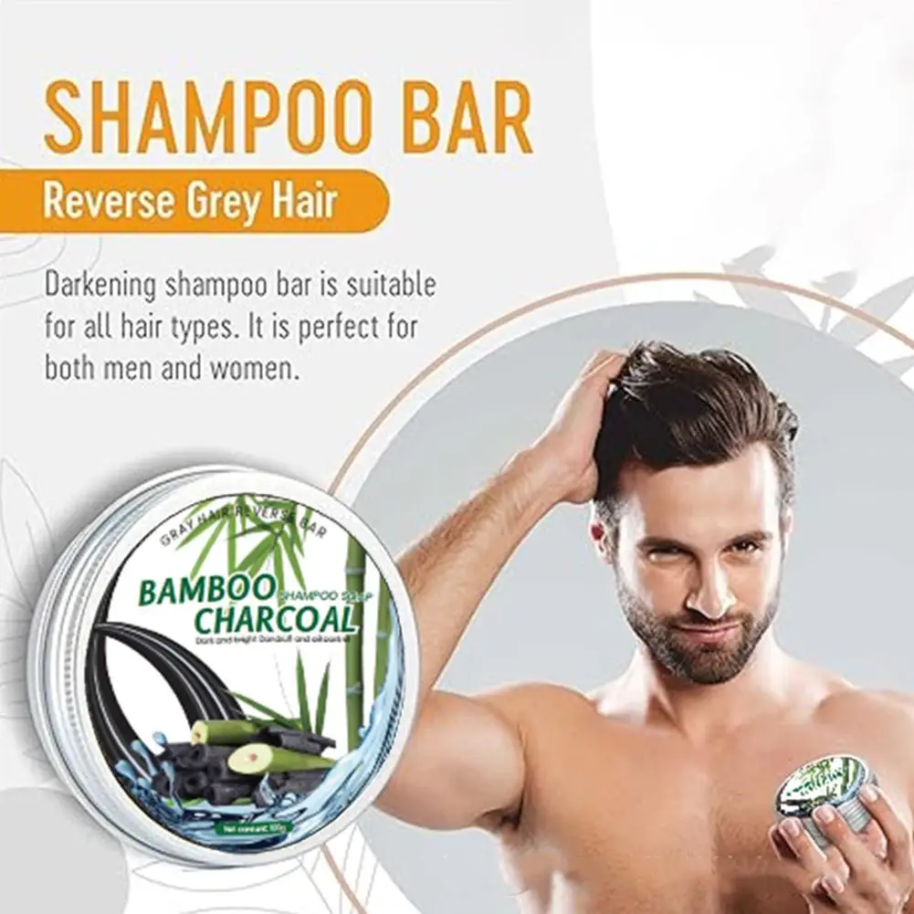 Natural Bamboo Charcoal Multiflorum Shampoo Soap Pure Soap Gray Organic Hair Shampoo Bamboo Darkening Soap Charcoal Bar Sha L8k4