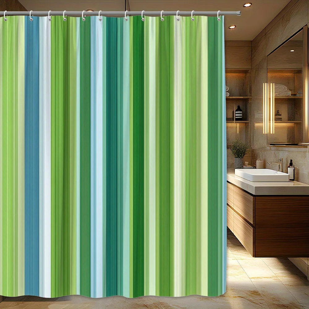 Waterproof Striped Shower Curtain Green Blue Vertical Stripe Bathroom Shower Curtain 180x180cm Modern Home Decor Accessories