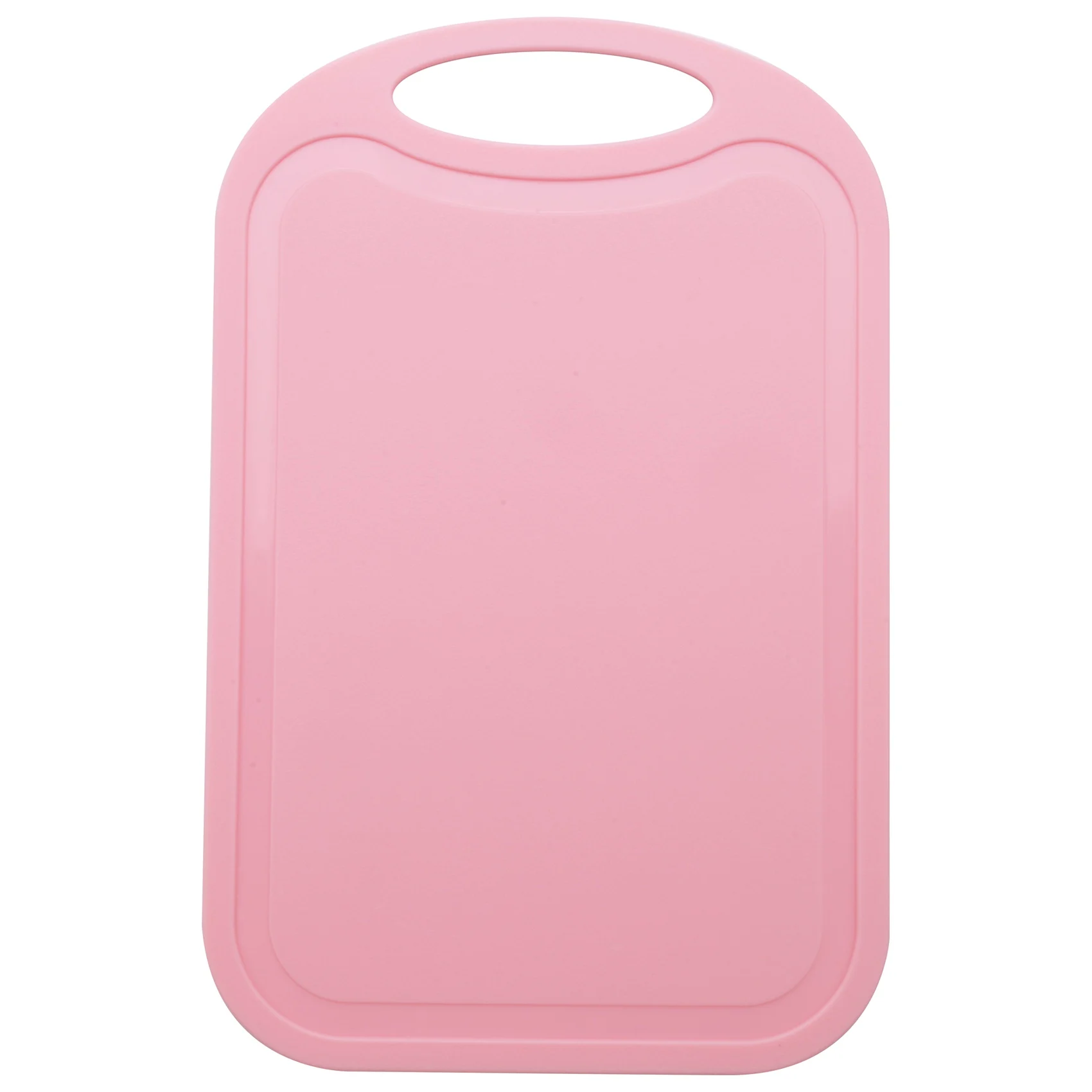 Tabla de cortar de plástico para carne y verduras, antideslizante, antidesbordamiento, con agujero para colgar, color rosa