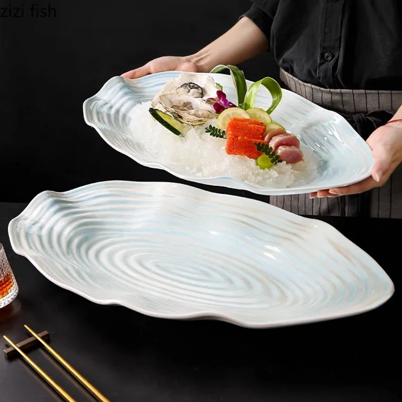 

Creative Irregular Ceramic Dinner Plate Restaurant Sashimi Plate Seafood Plate Fish Plates Dessert Plates Specialty Tableware