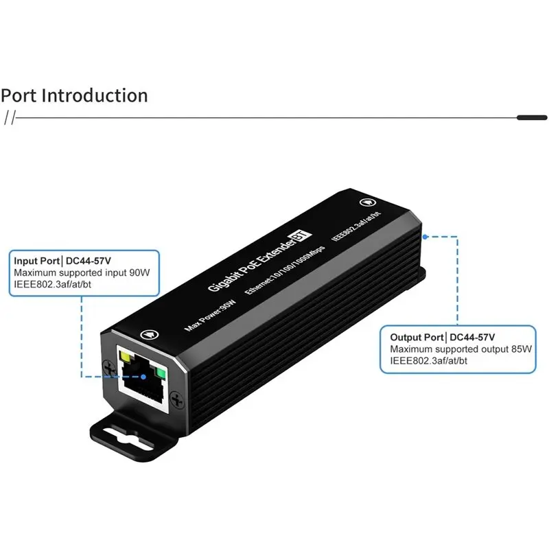 Metal Case Gigabit Poe Extender 90W IEEE802.3BT Poe Extender For Network CCTV System