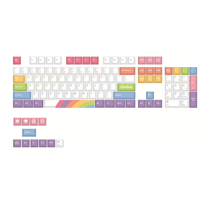 

118 Keys Rainbow Theme Keycaps Set PBT Sublimation Cherry Profile Key Caps for 61/64/68/71/84/87/98/104 Keyboard Accessories