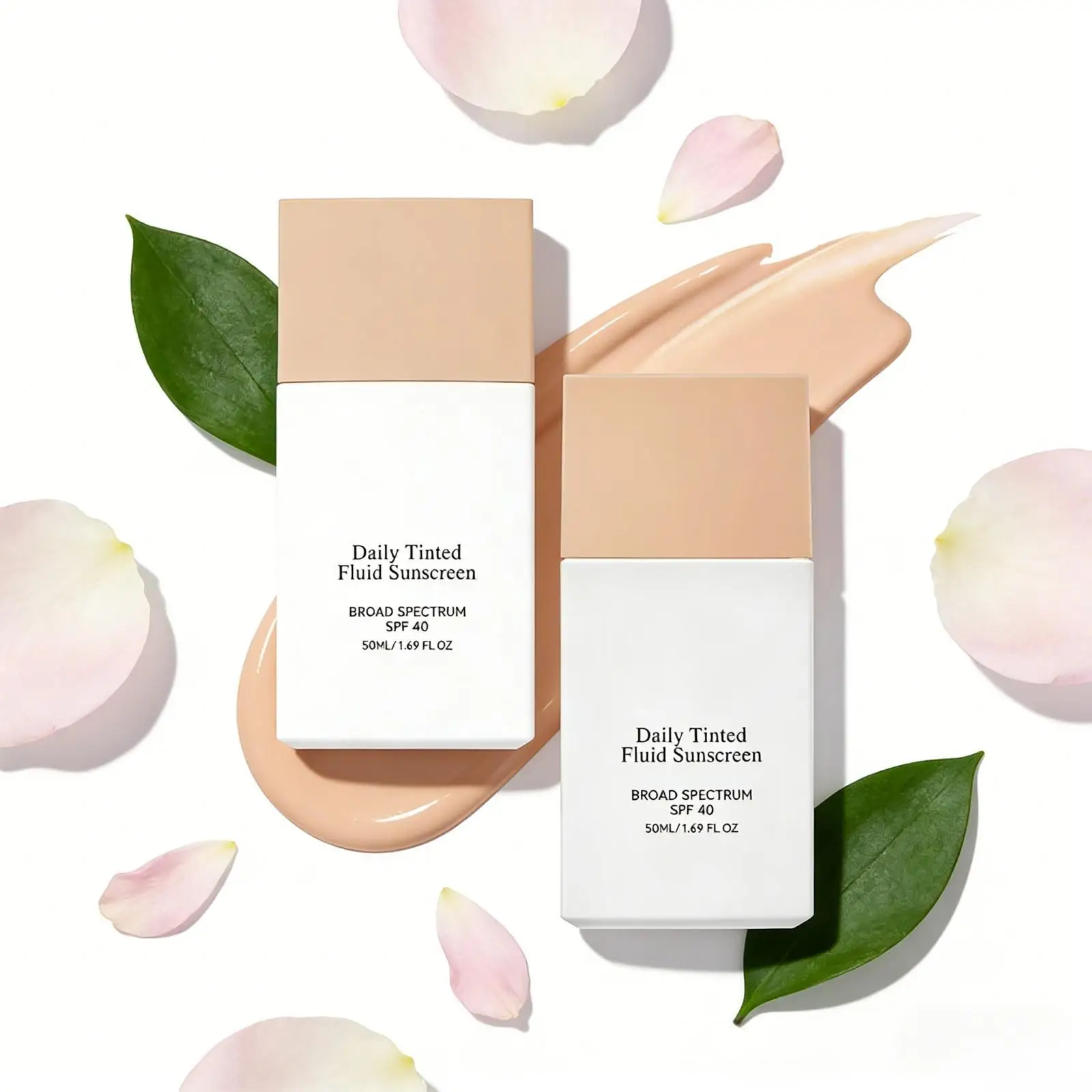 Daily Tinted Fluid Sunscreen Spf 40 Sunblock UVA UVB Oil Control Even Skin Tone Panthenol Anti Sun Protection Cream Moisturizer