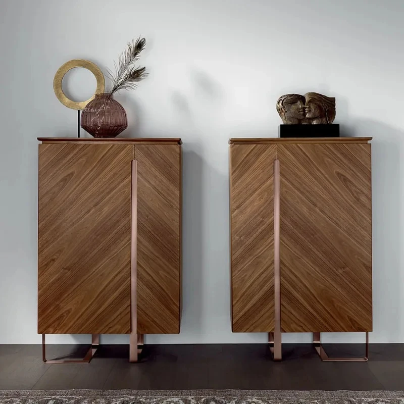 high quality walnut wine , Italian light solid wood dining side cinet, storage