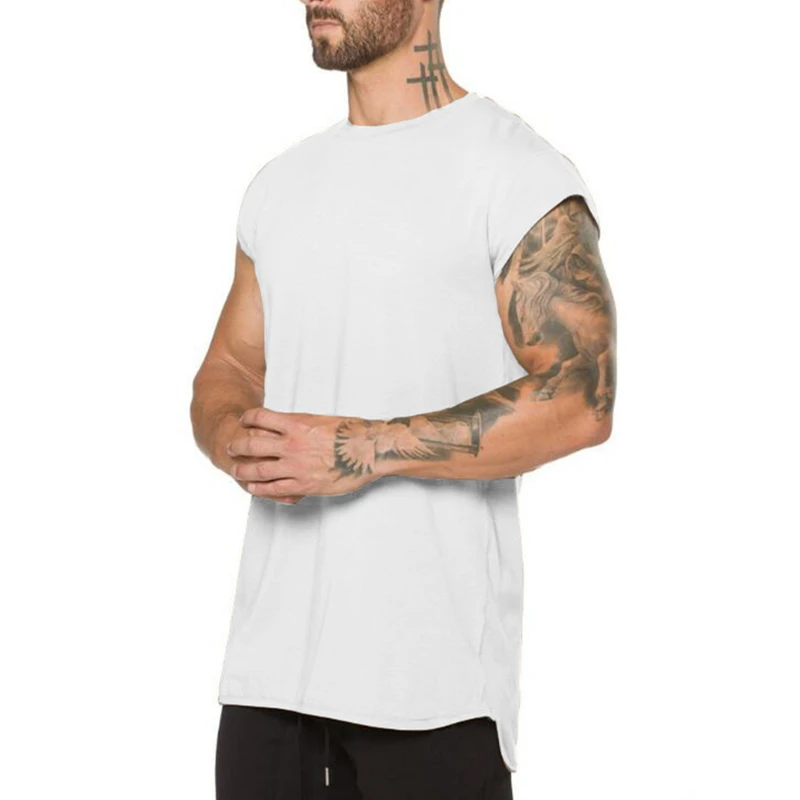 Solid Color Workout Muscle Shirts Gym Bodybuilding Cotton Breathable Small Sleeve T-shirt Mens Fitness Casual Hip Hop Tee Tops image 5