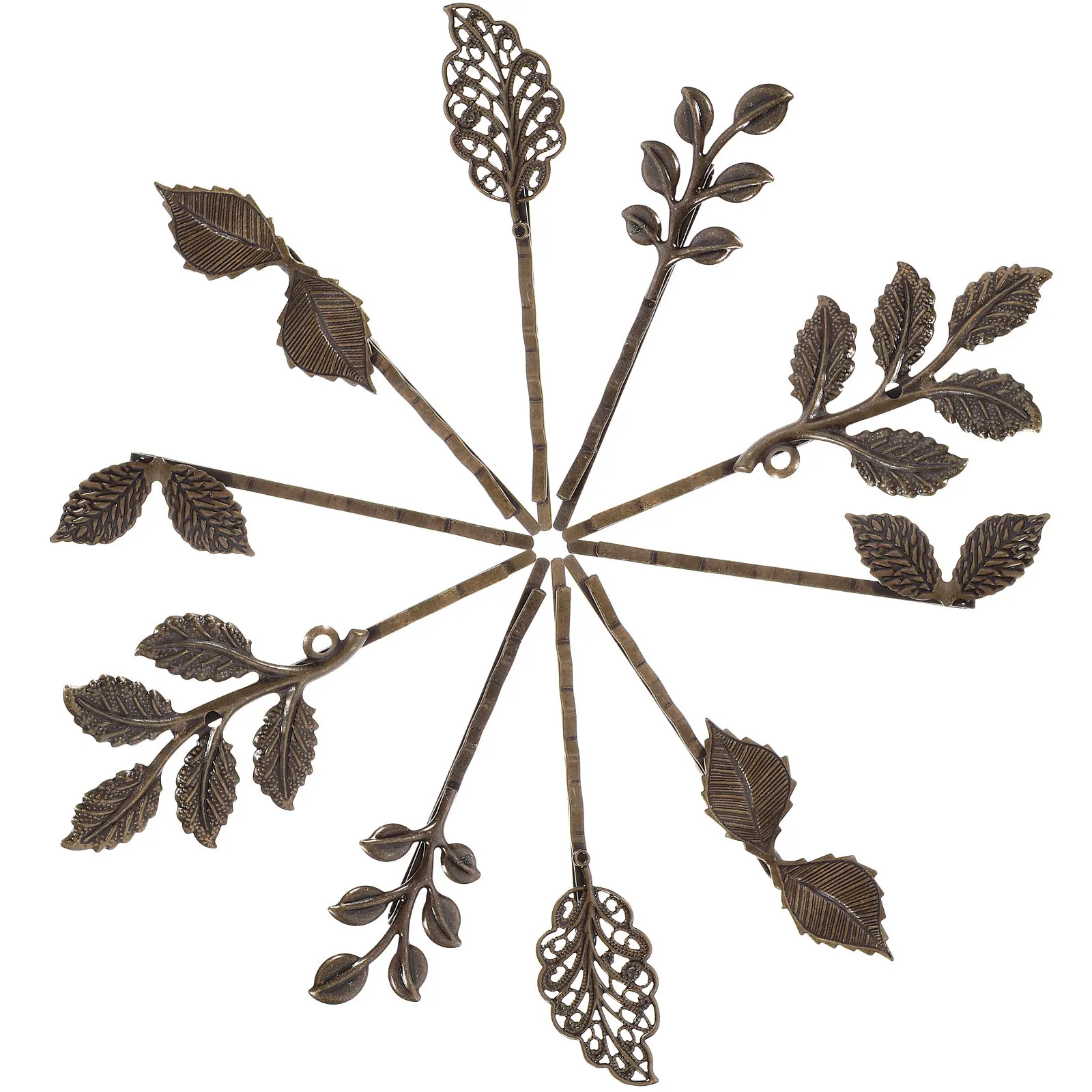 

10 шт. бронзовых заколок для волос в форме листьев, винтажные ретро-заколки с прочным креплением, легко держатся, для свадеб, вечеринок, повседневного стиля, для женщин и девушек