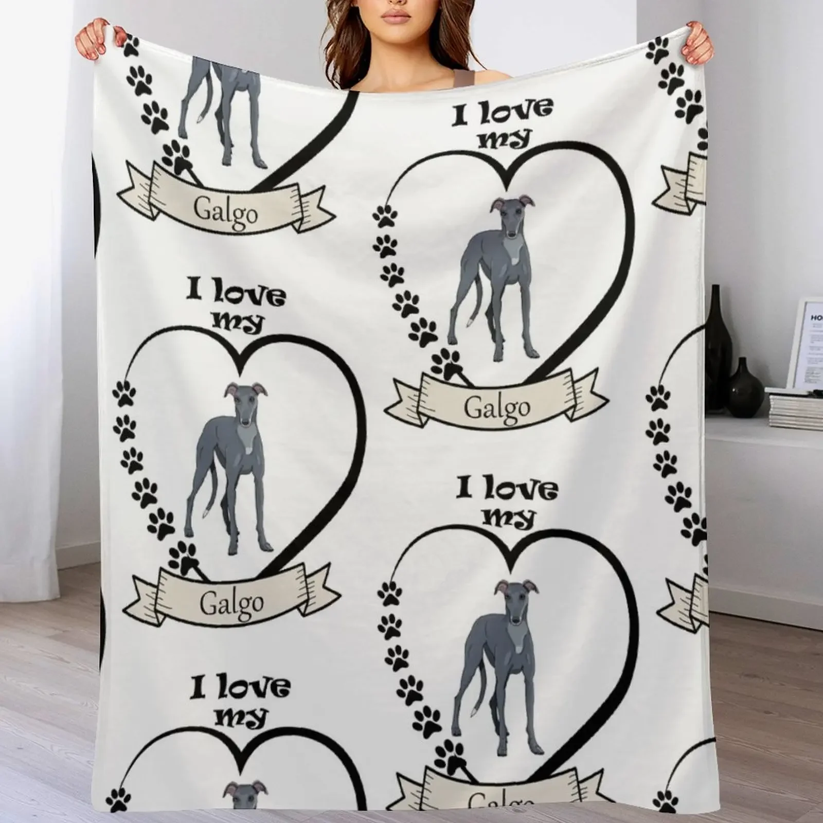 Grey greyhound (galgo) Throw Blanket Hairy bed plaid for winter valentine gift ideas Blankets