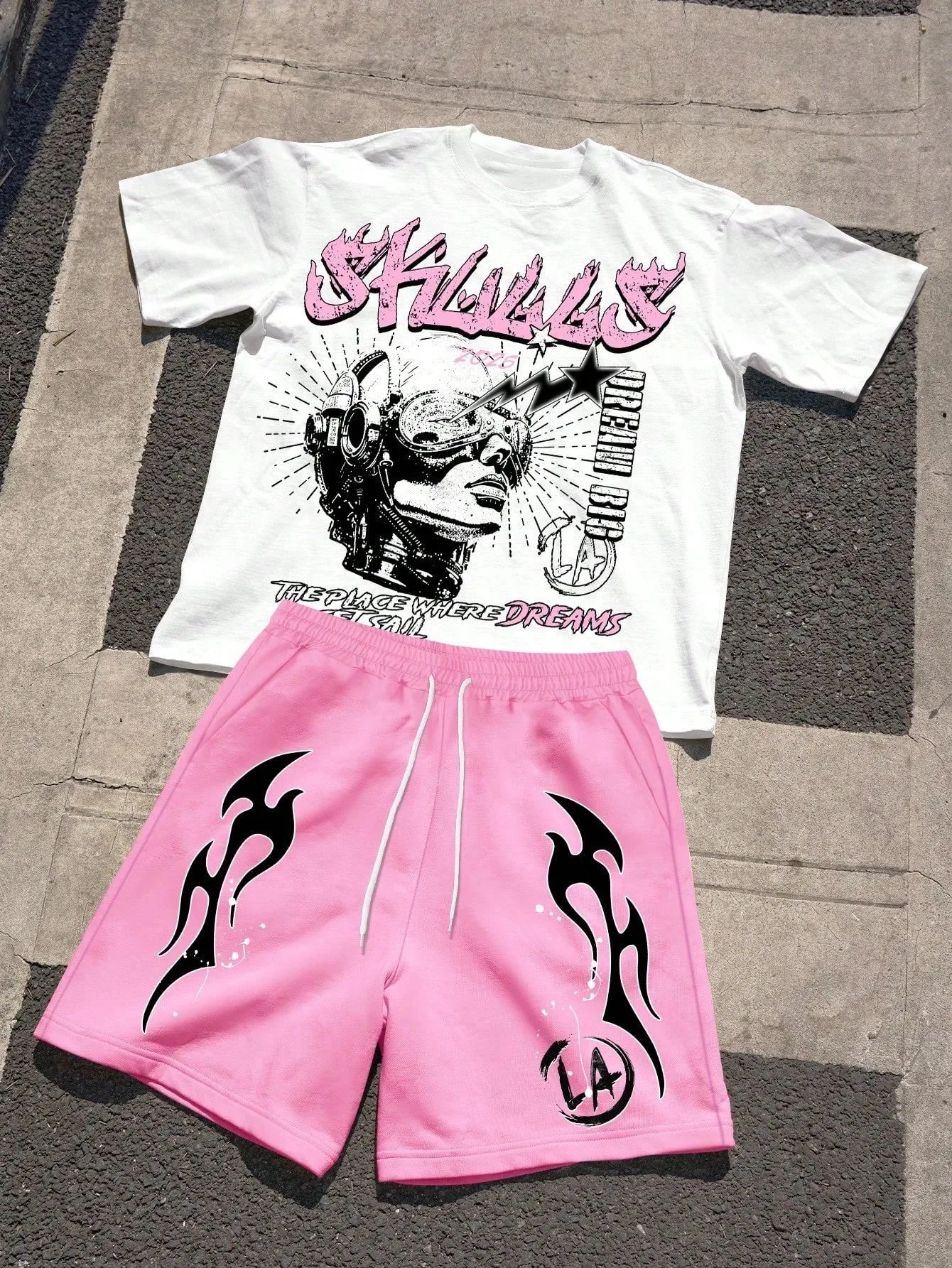 2025 Summer Men's and Women's Fashionable and Comfortable Letter 3D Printed Round Neck T-shirt Shorts Set Outdoor Casual Top