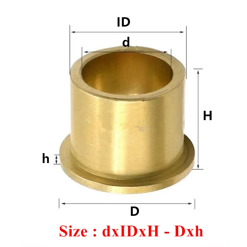 2pcs ID 8mm 10mm 12mm Flanging Self-Lubricating Bearing Powder Metallurgy Oil Copper Bushing Guide Sleeve with Stepped Flange