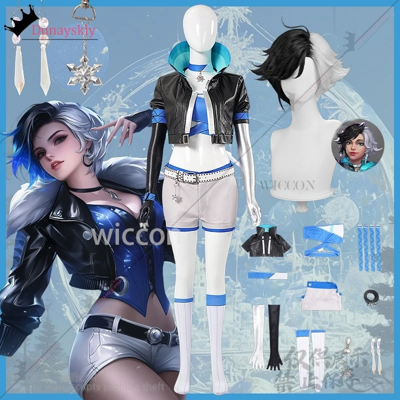 Luna Salju Cosplay Saingan Wig Kostum Celana Tanpa Tali Seksi untuk Anak Perempuan Wanita Dewasa Halloween Pesta Natal Setelan Disesuaikan