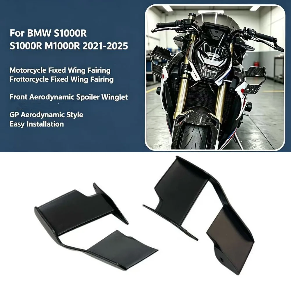 For BMW S1000R S1000R M1000R 2021 2022 2023 2024 Motorcycle Fixed Wing Fairing Front Aerodynamic Spoiler Winglet