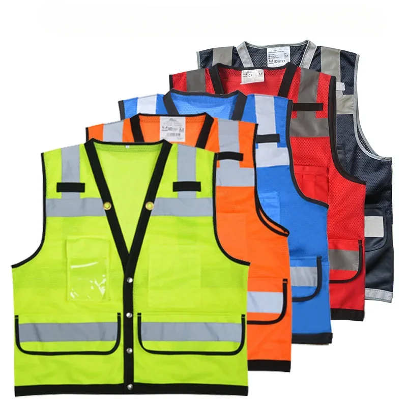 

Multi-pocket Reflective Safety Vest Traffic Vest Railway Coal Miners Uniform Breathable Racing Running Sports