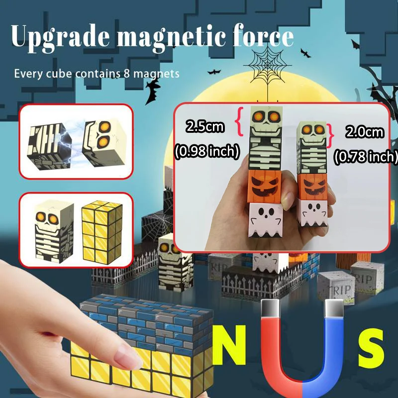 磁気ビルディングブロックおもちゃマグネットキューブ世界セット子供のための年齢 3 + DIY モデル子供幹モンテッソーリ感覚おもちゃハロウィンギフト