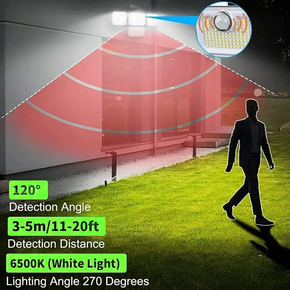 1 Set solar power LED light four head rotating human body induction remote control wall lamp outdoor corridor lighting