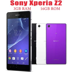 Sony Xperia Z2 D6503 5.2 komórkowy ''oryginalny odblokowany 3GB RAM 16GB ROM smartfon 20,7mp + 2,2mp aparat czterordzeniowy Android telefon komórkowy