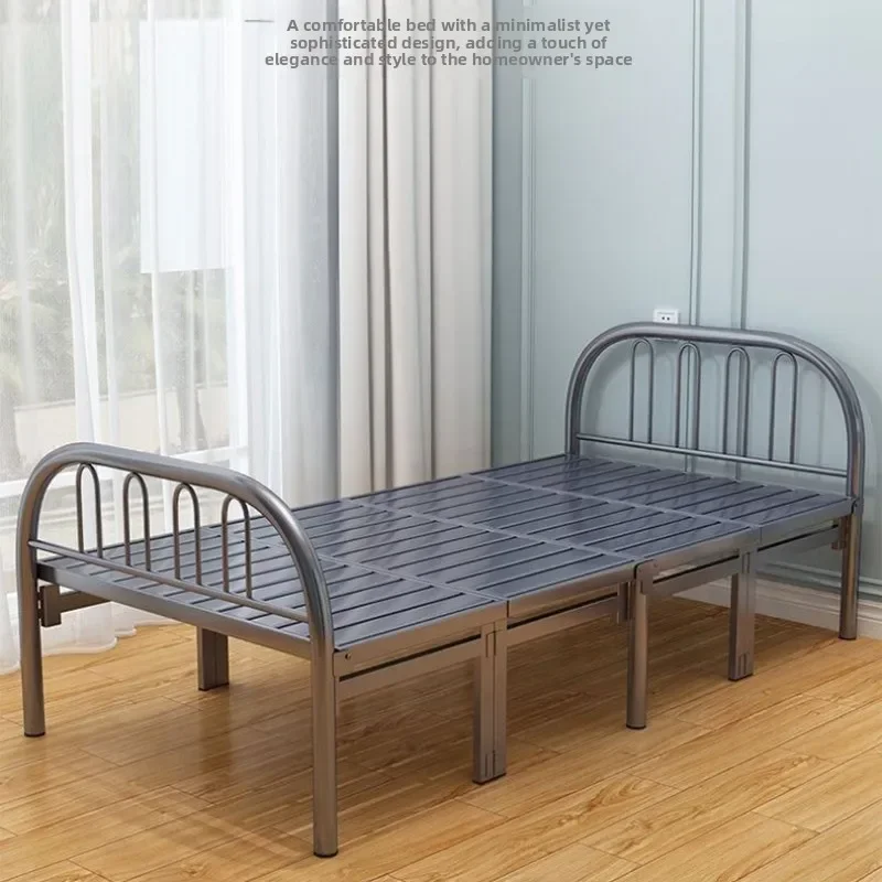 Portable Folding Bed Steel Frame Doublefold Space Saving Dorm House Guest Use Easy Storage Eco Friendly Modern Foldable Bed