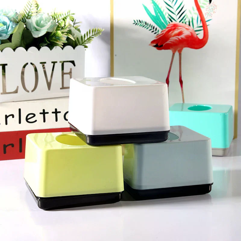 Commercial Grade Square Plastic Tissue Box Home Restaurant Living Room Drawer Type Can Print Logo Easy To Assemble Tissue Box