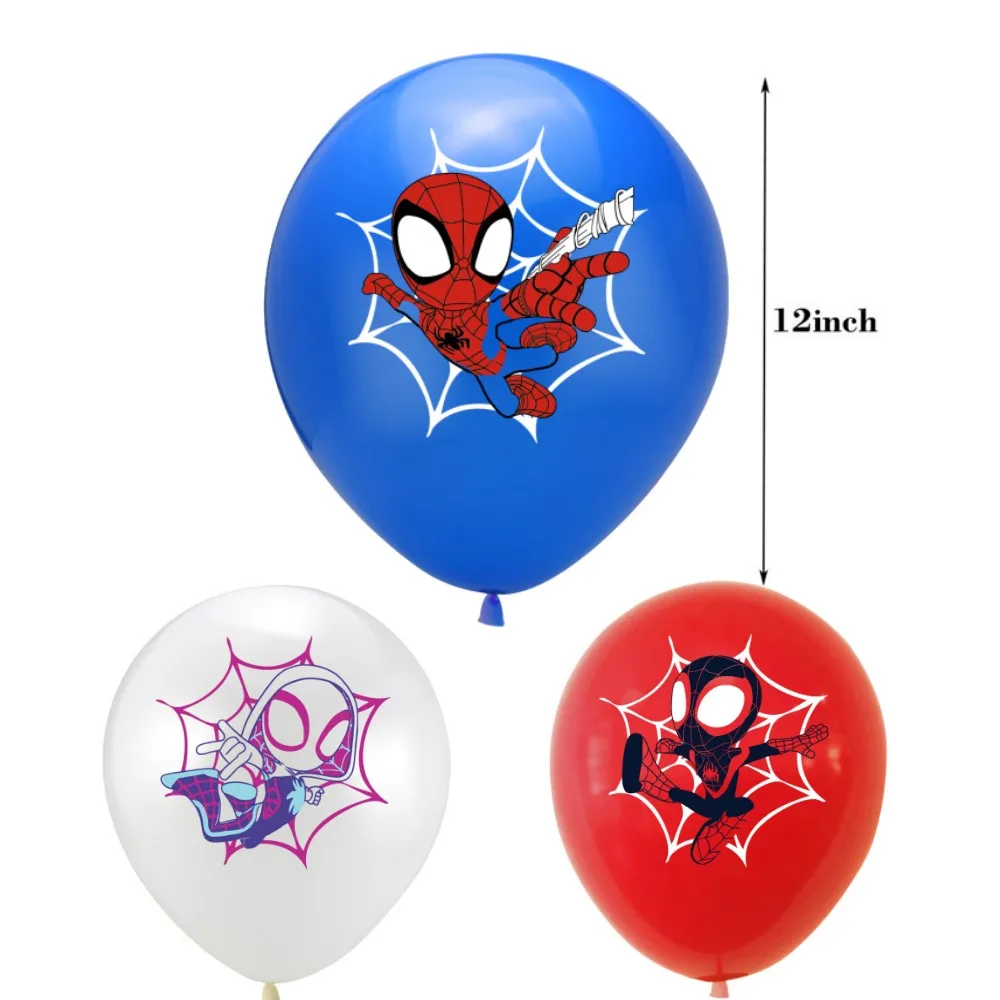 Spidey y sus amigos increíbles globos de látex de superhéroes de dibujos animados, decoraciones para fiestas de cumpleaños, suministros para Baby