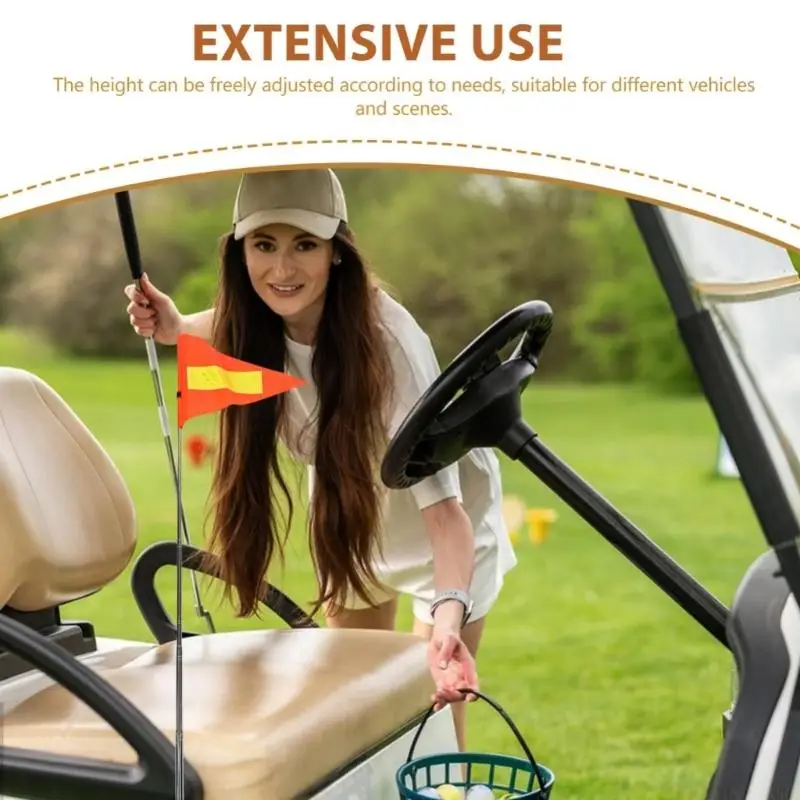 M5TC Stainless Steel Reflective Bike Flags with Poles for Golf Carts Bikes Outdoor Sports Equipment Height