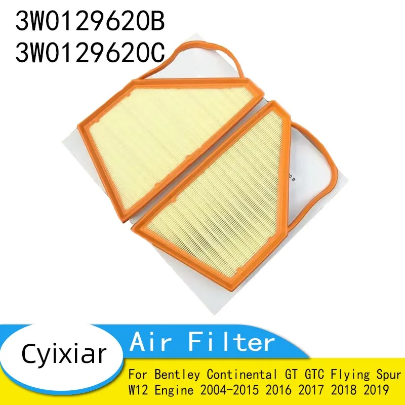 2pcs 3W0129620B 3W0129620C Air Filter Fit for Bentley Continental GT GTC Flying Spur W12 Engine 2004-2015 2016 2017 2018 2019