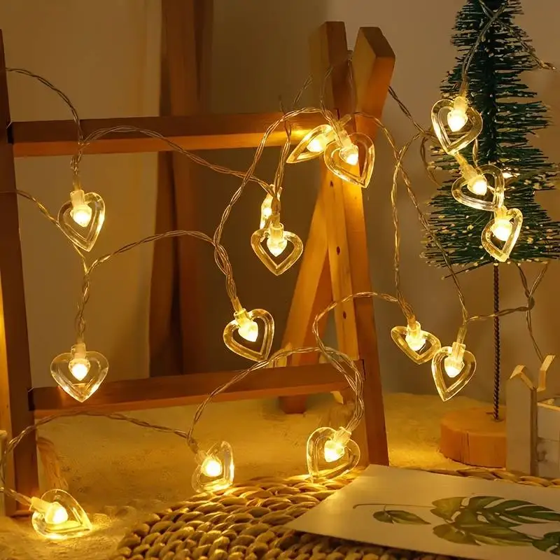 Decoração de festa de dia dos namorados amor coração luz corda proposta confissão romântico amor luz quarto alimentado por bateria guirlanda