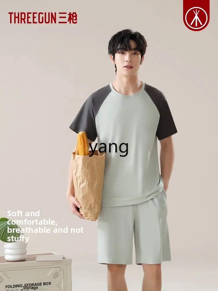 CX summer couple pajamas men's simple casual loose short-sleeved round neck breathable cool pants loungewear women