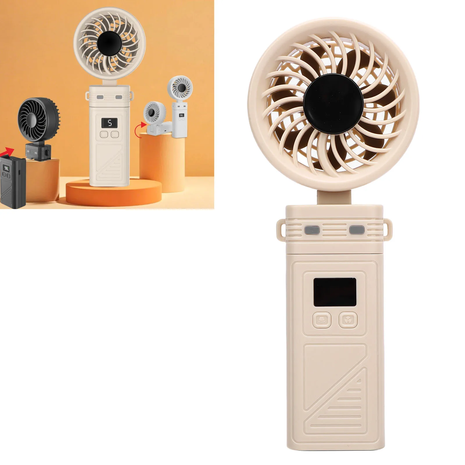 

Портативный перезаряжаемый шейный вентилятор Hands Free емкостью 5200 мАч с цифровым дисплеем, 6 скоростей, складной безлопастной вентилятор для занятий спортом на открытом воздухе в помещении