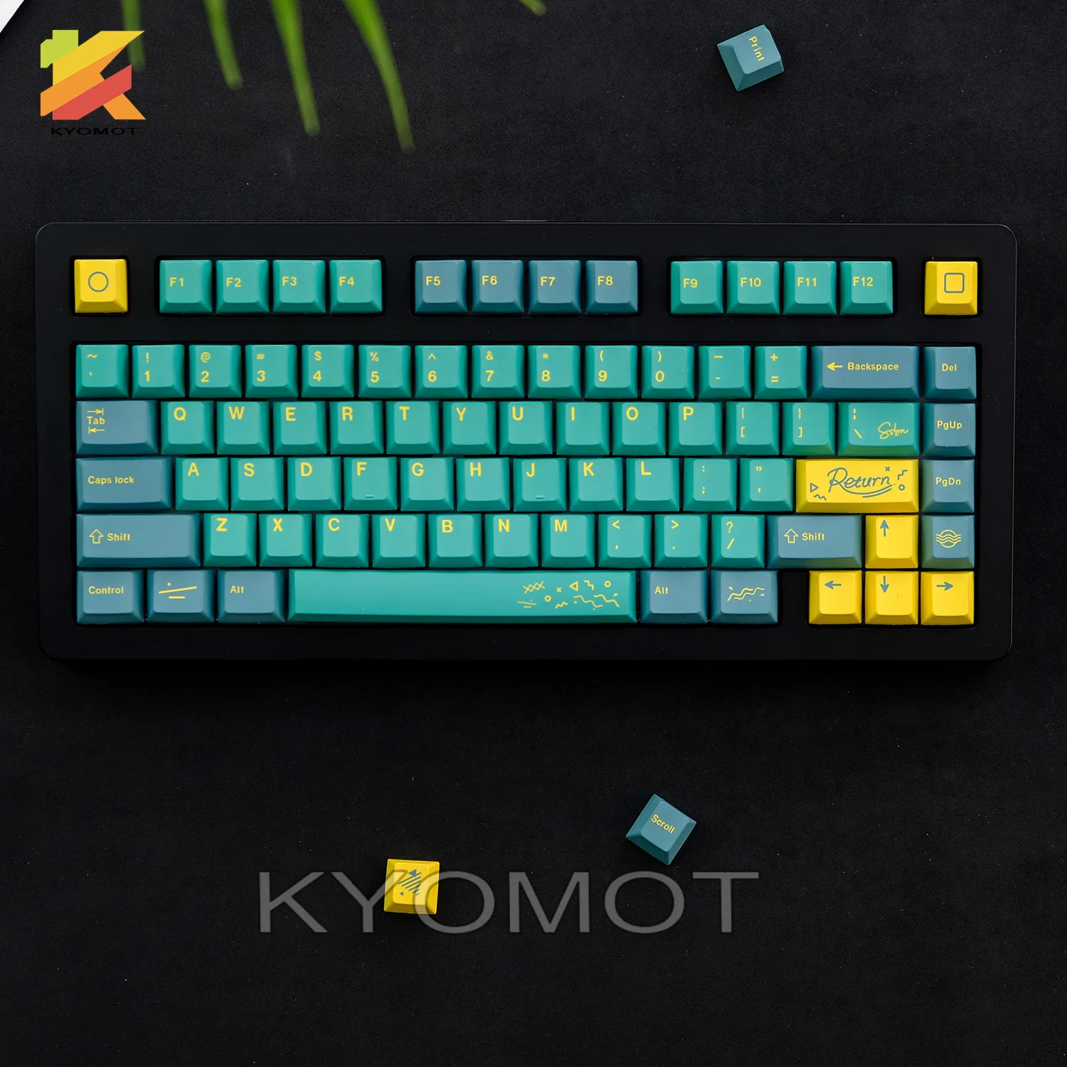 

KYOMOT 128 Keys Green Wave Beach Theme Keycap Cherry Profile PBT Dye Sub Keycaps For MX Switches DIY GMK Mechanical Keyboard Cap