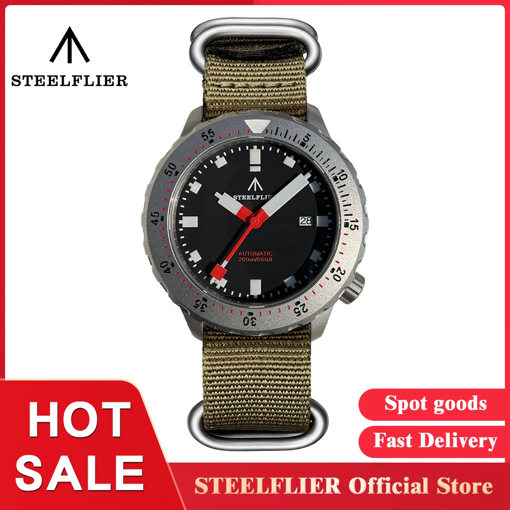 STEELFLIER Official SF752 Luxury Big Mechanical Dive Wristwatch Sapphire Crystal NH35 Movt BGW9 Luminous 20Bar Waterproof Watch