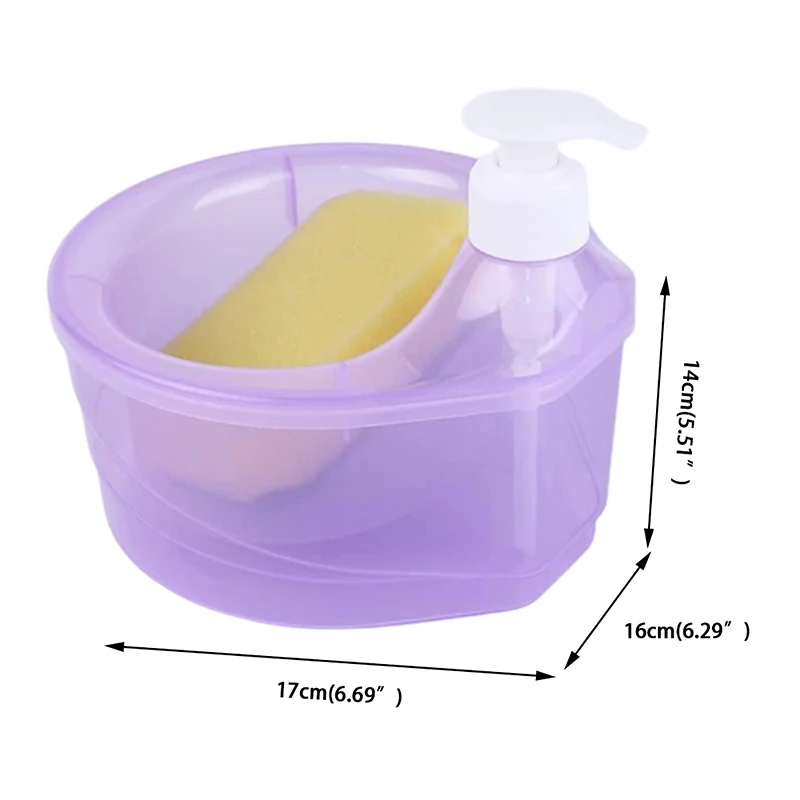 Soap Dispenser and Scrubber Holder Multifunctional Dishwashing Container 1000ml Manual Sink Dish Washing Soap Dispenser for Cafe