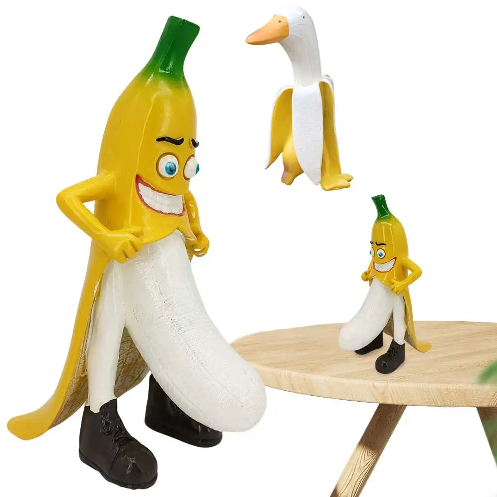 Evil Banana Duck Art Statue, Garden Yard Outdoor Decor, Cute Funny Whimsical Peeled Banana Duck Figurines Decoration Ornaments