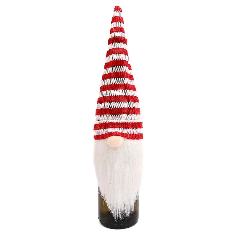 2026 New Christmas Faceless Elderly Knitted Wine Bottle Cover Woven Wine Bottle Bag Holiday Table Decoration Wholesale