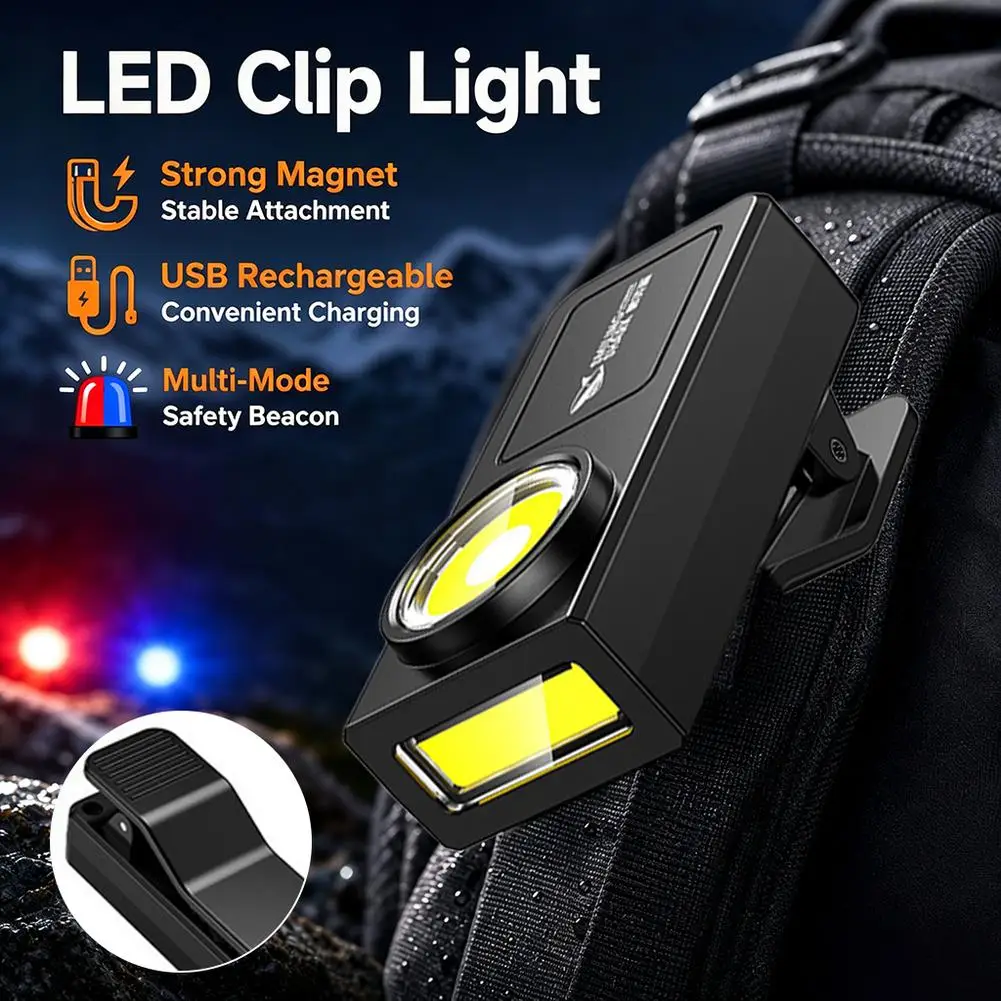 Multifunction LED Clip Light USB Rechargeable Magnetic Work Light For Night Running Camping Fishing ﻿Waterproof Torch Flashlight
