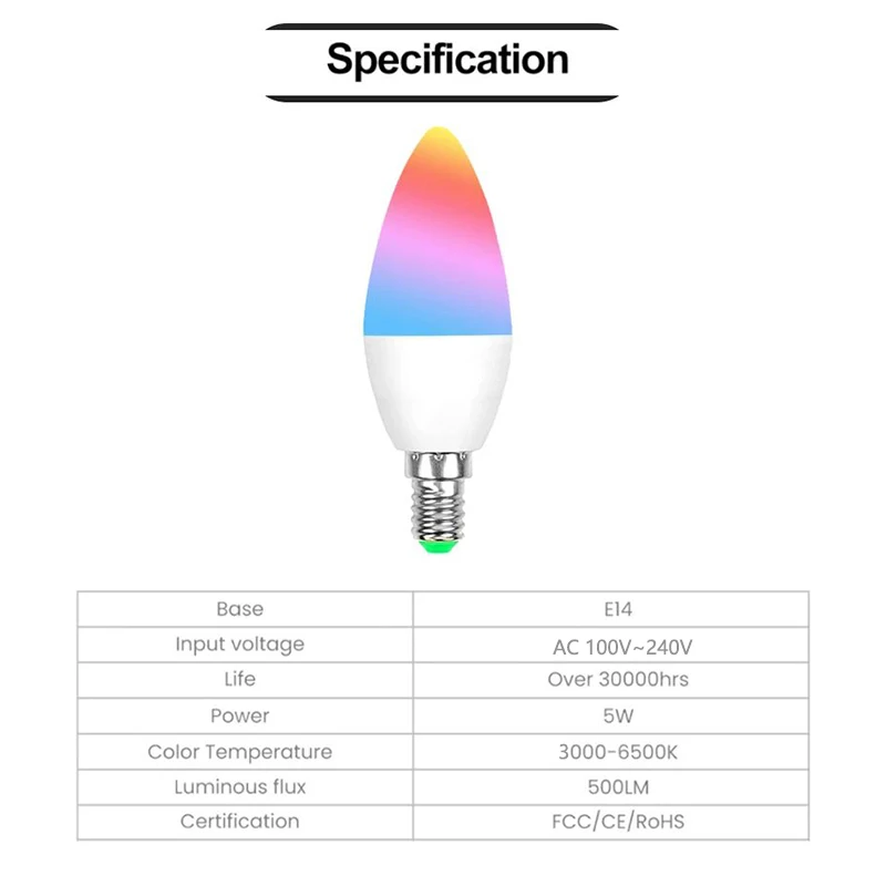 EWelink-Lampe Bougie LED Intelligente à Intensité Variable, Ampoules Wifi, Commande Vocale, Chambre et Salon, RVB, 100-240V, 3000-6000K, E14