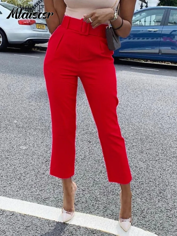 Mlaiscsr Ladies High Waist Straight Leg Pants Lavender Front Pleated Slim Fit Business Offcie Work Party Casual Street Trousers