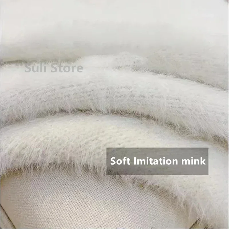 Imitation Mink Long Cardigan Women Casual Loose Soft Sweater Gilet Elegant Fall Winter Fluffy Knitwear Jackets Warm Knit