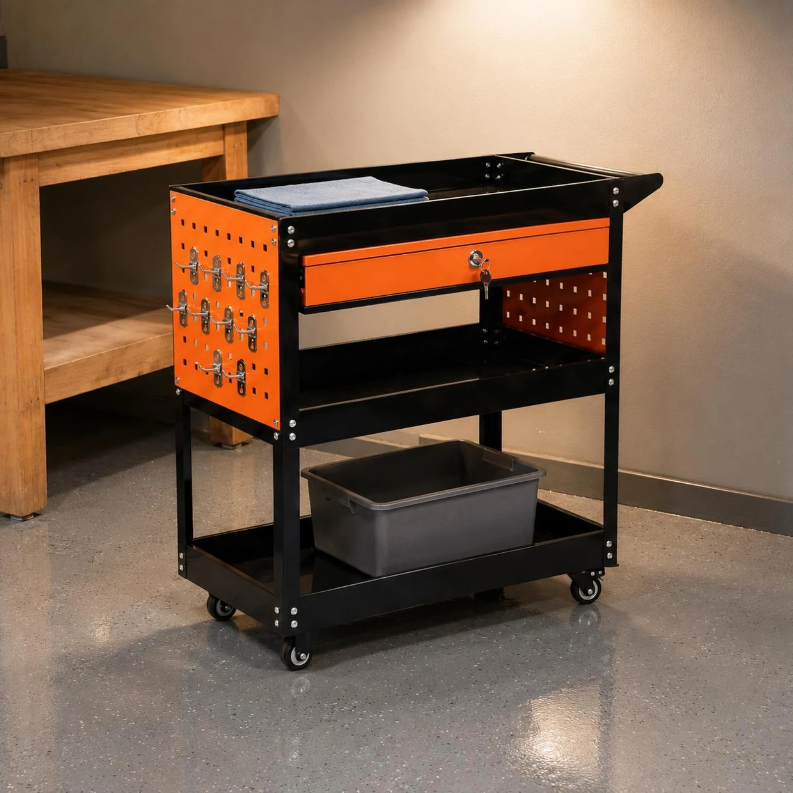 carrello-portautensili-con-cassetti-e-pannelli-forati-carrello-utilitario-a-tre-livelli-con-design-a-telaio-senza-ostruzioni