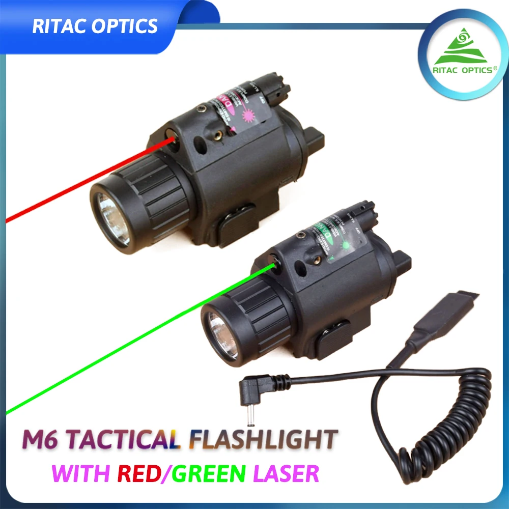 RITAC OPTICS Tactical M6 LED Flashlight with 5mW Powerful Laser Sight Set Combo for Rifle Pistol Shot Outdoor Sports