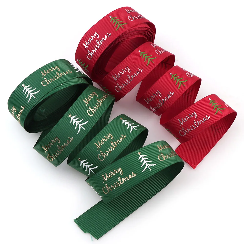 5 Yards Christmas Tree Ribbon Green and Red Gift Wrapping Ribbon Strip Gifts for Stocking DIY Ribbons Twine Bows Christmas Decor