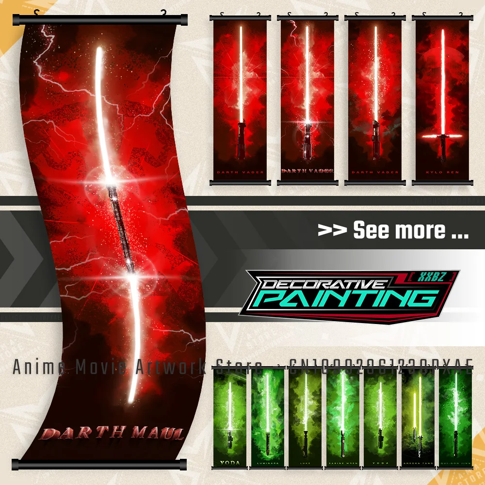 

Star Wars Lightsaber Series Canvas Wall Art - Movie Poster Home Decor Scroll Painting for Living Room