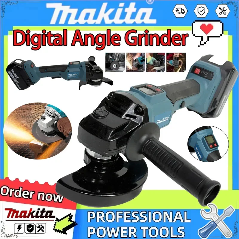 

Бесщеточная угловая шлифовальная машина Makita с цифровым дисплеем, электроинструмент для полировки и шлифовки, работает от аккумулятора 18В