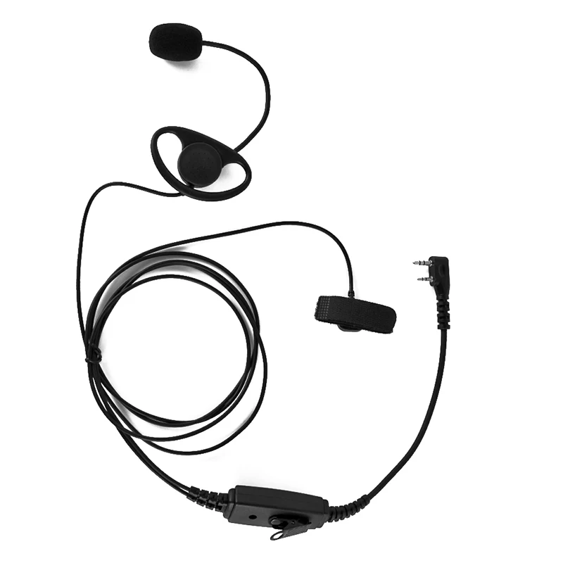 

Baofeng 2 Pin Walkie Talkie D-Shape Headset with PTT MIC Ear Hook Earpiece Accessories for QuanSheng Kenwood Puxing TYT Radio