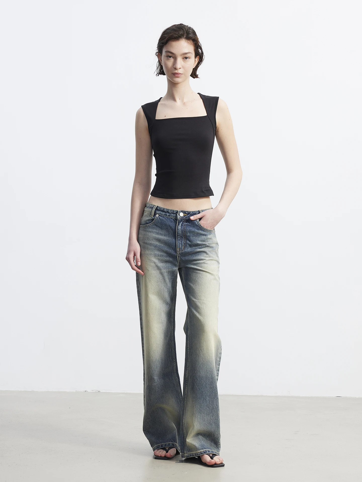 

Джинсы AFTADAWN с высокой талией, прямые, женские, из хлопкового денима, винтажные, с эффектом потертости, облегающие, длинные брюки, повседневные летние джинсы